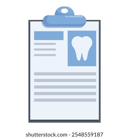 Clipboard with tooth icon and medical information, representing dental records or diagnosis