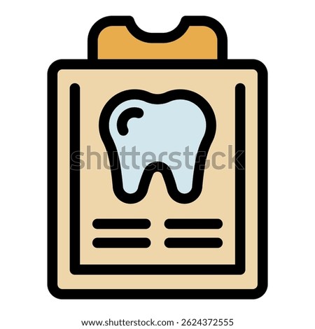 Clipboard with tooth icon representing dental records, dental care, and oral hygiene