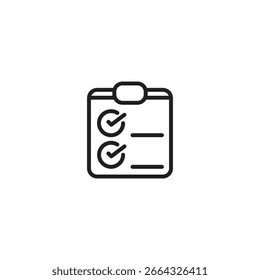 Un Portapapeles con dos marcas de verificación en círculos y dos líneas Horizontales. Representa una lista de comprobación, tareas completadas o elementos marcados como realizados.
