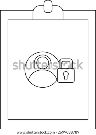 Clipboard with a user icon and a padlock symbolizing secure user data or access management