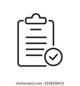 Clipboard, validation thin line icons. Perfect pixel on transparent background