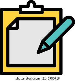 icono de línea de color del vector del portapapeles