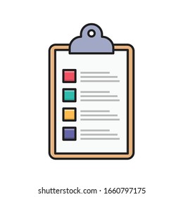 clipboard vector flat color icon 
