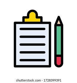 clipboard vector flat color icon 