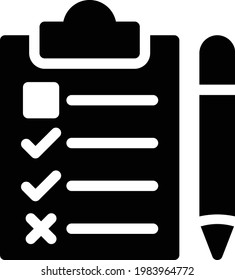 clipboard vector glyph flat icon