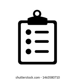 Clipboard vector icon. Check list illustration symbol. Roster logo.