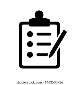 Clipboard vector icon. Check list illustration symbol. Roster logo.
