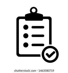 Clipboard vector icon. Check list illustration symbol. Roster logo.