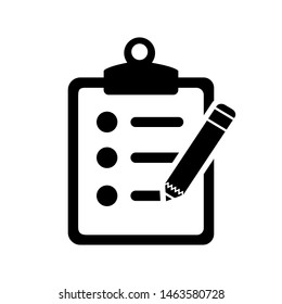Clipboard vector icon. Check list illustration symbol. Roster logo.