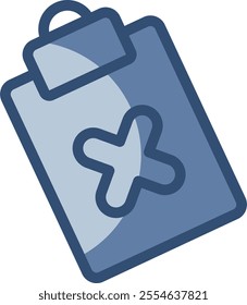 clipboard vector icon with cross survey symbol, transparent background. replaceable blue color design