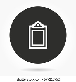 Clipboard vector icon. Illustration isolated for graphic and web design. Round button.