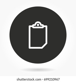 Clipboard vector icon. Illustration isolated for graphic and web design. Round button.