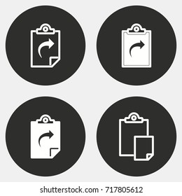 Clipboard vector icon. Illustration isolated for graphic and web design. Round button.