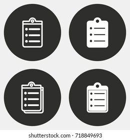 Clipboard vector icon. Illustration isolated for graphic and web design. Round button.