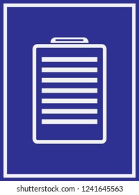 Clipboard vector icon isolated on blue background