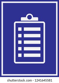 Clipboard vector icon isolated on blue background