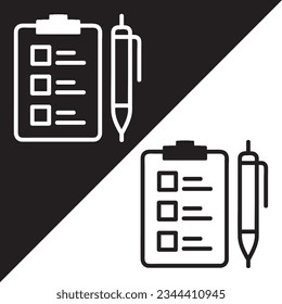 Clipboard Vector Icon, Lineal style, isolated on Black and white Background.