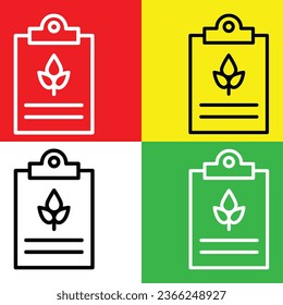 Clipboard Vector Icon, Lineal style icon, from Agriculture icons collection, isolated on Red, Yellow, White and Green Background.