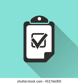 Clipboard vector icon with long shadow. IIllustration isolated for graphic and web design.