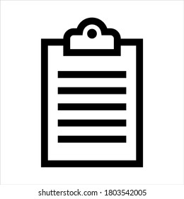 Icono del vector del portapapeles en fondo blanco