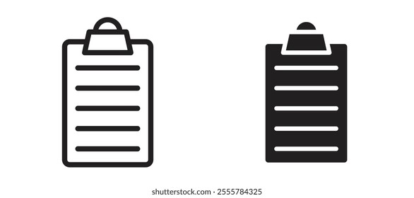 Clipboard vector icon set in black color.