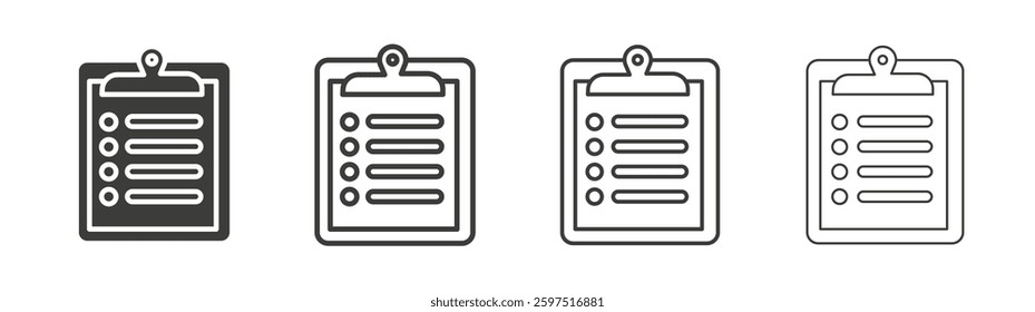 Clipboard vector icon set in black and white color.