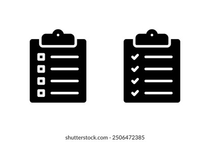 Clipboard vector icon set. check list board icon