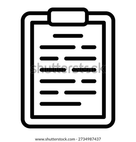 Clipboard Vector Icon, User Interface Related Line Style Vector Icon.