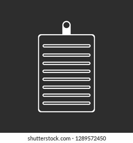 Clipboard vector icon. white illustration isolated on black background for graphic and web design. eps 10