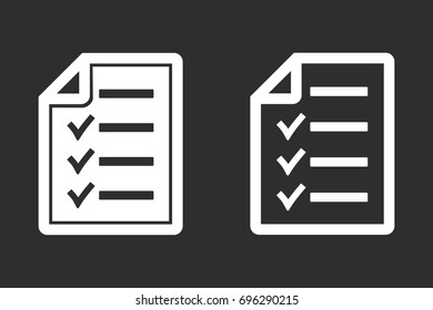 Clipboard vector icon. White illustration isolated on black background for graphic and web design.