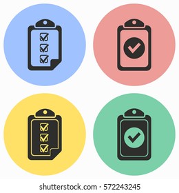 Clipboard vector icons set. Black illustration isolated for graphic and web design.