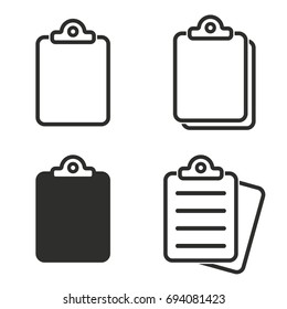 Clipboard vector icons set. Black Illustration isolated for graphic and web design.