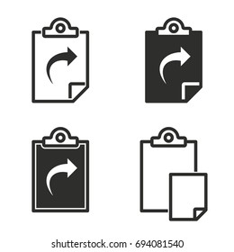Clipboard vector icons set. Black Illustration isolated for graphic and web design.