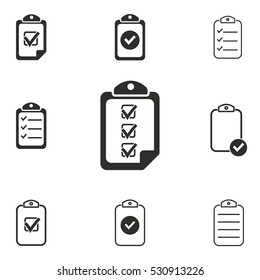 Clipboard vector icons set. Illustration isolated for graphic and web design.