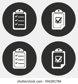 Clipboard vector icons set. White illustration isolated for graphic and web design.