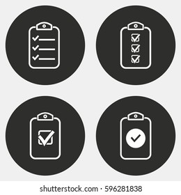 Clipboard vector icons set. White illustration isolated for graphic and web design.