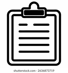clipboard vector line art icon black and white