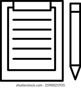 Clipboard Vector Line Icon Design