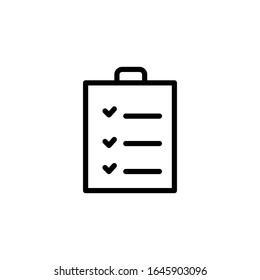 Icono de línea del vector del Portapapeles aislado
