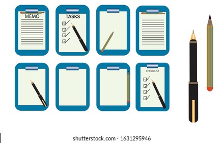 Clipboard  Vector Set with pen and pencil