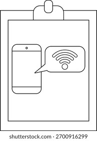 Área de transferência com smartphone mostrando sinal WiFi em balão de fala