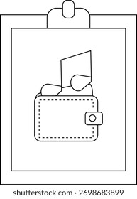 Portapapeles con billetera y documentos