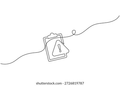Warnmeldungszeichen in der Zwischenablage eine Zeile Kunst minimalistisch Aufgabenliste kontinuierliche Linie Illustration Vektorgrafik