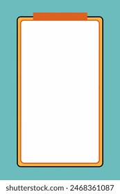 A clipboard with white board and orange frame on blue background