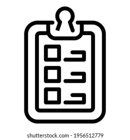 Clipboard work task icon. Outline Clipboard work task vector icon for web design isolated on white background
