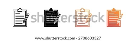 Clipboard Writing Multiple Style Icon Set