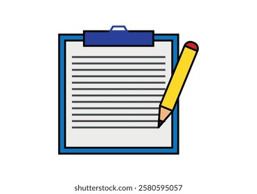 Clipboard with written document and pencil