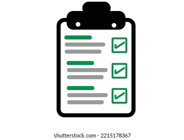 clipboard with writting and checkmark icon vector.
