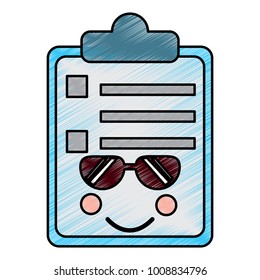 clipboard  wth sunglasses kawaii icon image 
