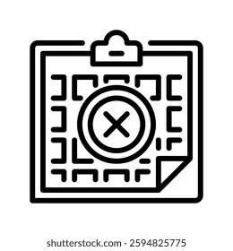 Clipboard with X Mark line icon. Universal creative premium symbol. Vector sign icon logo template. Vector illustration